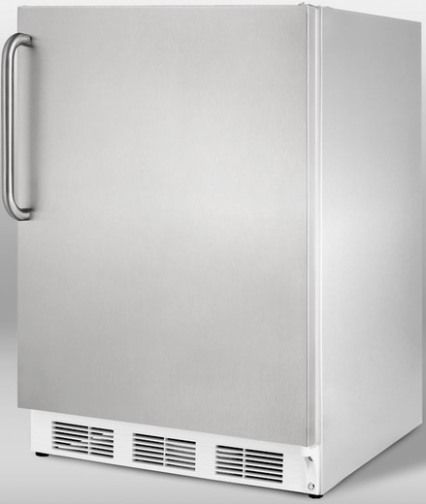Summit CT66JCSS Built-in Refrigerator-Freezer in Complete Stainless Steel, 5.1 cu.ft. Capacity, RHD Right Hand Door Swing, Slim 24