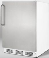 Summit CT66JSSTBADA ADA Compliant Freestanding Refrigerator-Freezer with Stainless Steel Door and Professional Towel Bar Handle, White Cabinet, 5.1 cu.ft. Capacity, RHD Right Hand Door Swing, Dual evaporator cooling, Adjustable glass shelves, Cycle defrost, Zero degree freezer, Clear crisper drawer, Door storage, Interior light (CT-66JSSTBADA CT 66JSSTBADA CT66JSSTB CT66JSS CT66J CT66) 