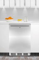 Summit CT66LBISSHH Built-in Undercounter Refrigerator-freezer with Stainless Steel Door, Horizontal Handle and Factory Installed Lock, White Cabinet, 5.1 cu.ft. Capacity, Less than 24" wide to fit tight spaces, Cycle defrost, Dual evaporator cooling, Zero degree freezer, Adjustable shelves, Crisper drawer, Door shelves (CT-66LBISSHH CT 66LBISSHH CT66LBISS CT66LBI CT66L CT66) 