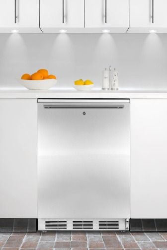 Summit CT66LBISSHH Built-in Undercounter Refrigerator-freezer with Stainless Steel Door, Horizontal Handle and Factory Installed Lock, White Cabinet, 5.1 cu.ft. Capacity, Less than 24