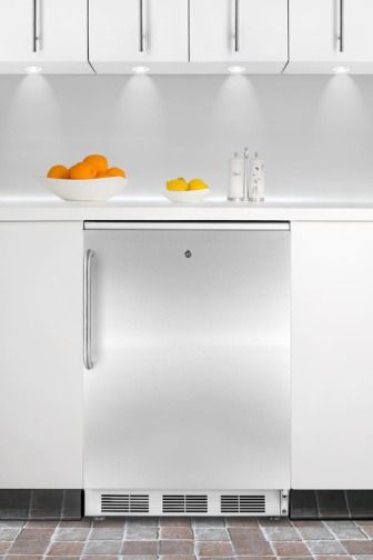 Summit CT66LBISSTB Built-in Undercounter Refrigerator-Freezer with Stainless Steel Door, Towel Bar Handle and Factory Installed Lock, White Cabinet, 5.1 cu.ft. Capacity, Less than 24 inches wide to fit tight spaces, Cycle defrost, Zero degree freezer, Dual evaporator cooling, Adjustable shelves, Crisper drawer (CT-66LBISSTB CT 66LBISSTB CT66LBISS CT66LBI CT66L CT66)