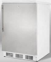 Summit CT66LSSHH Deluxe Under-counter Refrigerator-Freezer with Wrapped Stainless steel door with full width horizontal towel bar (thin) stainless steel handle, White, 5.3 cu.ft. Capacity, Interior light, Automatic defrost food section and manual defrost freezer (CT-66LSSHH CT66LSS CT66L CT66) 