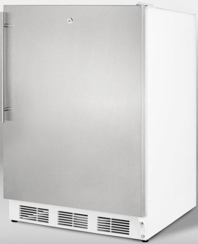 Summit CT66LSSHVADA ADA Compliant Freestanding Refrigerator-Freezer with Cycle Defrost, Factory Installed Lock, Stainless Steel Door and Professional Vertical Thin Handle, White Cabinet, 5.1 cu.ft. Capacity, RHD Right Hand Door Swing, Zero degree freezer, Dual evaporator cooling, Clear crisper drawer (CT-66LSSHVADA CT 66LSSHVADA CT66LSSHV CT66LSS CT66L CT66)
