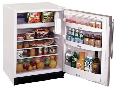 Summit CT67/B Free Standing Large Capacity Under-Counter Refrigerator-Freezer White body Black panel, 5.3 cu.ft. Capacity, Accepts Door Panel, Dual Evaporator, Interior light, Automatic defrost fresh food section and manual defrost freezer, Adjustable shelves, UPC 761101000237 (CT-67-B CT67-B CT67A CT67)