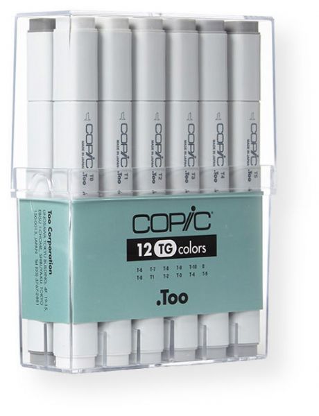 Copic CTG12 Set Toner Gray Marker; The original line of high quality illustrating tools used for decades by professionals around the world; Preferred for architectural design, product rendering, and other forms of industrial design; EAN 4511338002186 (CTG-12 C-TG12 CT-G12 CTG1-2 COPICCTG12 COPIC-CTG12)