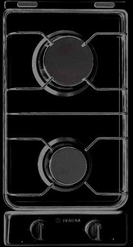 Verona CTG212FDE Gas Cooktop with 2 Sealed Burners, Electronic Ignition & Porcelain Grates, 12