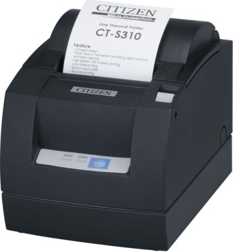 Citizen CT-S310II-U-BK model CT-S310II Monochrome Thermal line printer, Up to 378 inch/min - max speed Print Speed, Cutter, buzzer Built-in Devices, Wired Connectivity Technology, Serial, USB Interface, 203 dpi x 203 dpi B&W Max Resolution, 0.039 in x 0.078 in, 0.044 in x 0.085 in, 0.059 in x 0.118 in Character Sizes, 48, 64, 72 Columns, Auto cutter, two-color thermal printing Features, Replaced CT-S300-PF120AN-CW and other CT-S300 models, UPC 047239740192 (CTS310IIUBK CT S310II U BK CTS310II CT