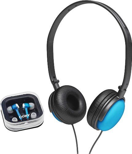 Coby CV140BLU Professional DJ Style Stereo Headphones, Blue, High-performance 40mm neodymium driver units deliver deep bass sound, Unique ear cup design with comfortable padding for extended wear, Self-adjusting ear cups, Swivel ear cup, Gold-plated 3.5mm stereo plug, Lightweight earphones, UPC 716829211410 (CV-140BLU CV 140BLU CV140-BLU CV140 BLU)