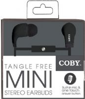 Coby CVE-100-BLK Tangle Free Mini Stereo Earbuds with Microphone, Black, Designed for smartphones, tablets and media players, Frequency Range 20-20000Hz, Impedance 16 Ohm, Sensitivity 102 + 2dB, Tangle free flat cable for all the convenient places, Comfortable and secure in the ear with detachable cables for added durability, UPC 812180020552 (CVE100BLK CVE100-BLK CVE-100BLK CVE-100 CVE100BK) 