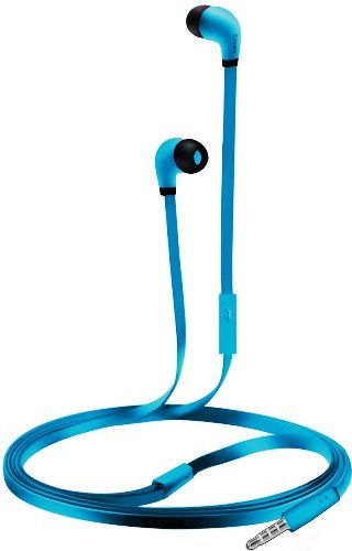 Coby CVE-100-BLU Tangle Free Mini Stereo Earbuds with Microphone, Blue, Designed for smartphones, tablets and media players, Frequency Range 20-20000Hz, Impedance 16 Ohm, Sensitivity 102 + 2dB, Tangle free flat cable for all the convenient places, Comfortable and secure in the ear with detachable cables for added durability, UPC 812180020576 (CVE100BLU CVE100-BLU CVE-100BLU CVE-100 CVE100)