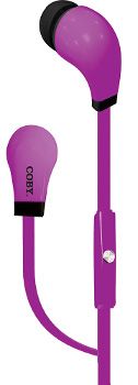 Coby CVE-100-PRP Purple Tangle Free Stereo Earbuds with Mic; Comfortable in-ear design; Built-in microphone; One touch answer button; Tangle free flat cable; Designed for smartphones, tablets and media players; Excellent sound quality and microphone in a portable and lightweight headphone; UPC 812180020590 (CVE100PRP CVE100-PRP CVE-100PRP CVE 100 PRP CVE 100PRP CVE100 PRP)