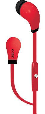 Coby CVE-100-RED Red Tangle Free Stereo Earbuds with Mic; Comfortable in-ear design; Built-in microphone; One touch answer button; Tangle free flat cable; Designed for smartphones, tablets and media players; Excellent sound quality and microphone in a portable and lightweight headphone; UPC 812180020606 (CVE100RED CVE100-RED CVE-100RED CVE 100 RED CVE 100RED CVE100 RED)