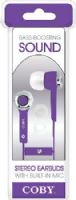 Coby CVE-101-PU Stereo Earbuds with Built-in Microphone, Purple; Ergo-Fit Design for ultimate comfort and fit; Outstanding hands-free talking experience on your device; Engineered and tested for optimal comfort and fidelity; One touch answer button; Works with smartphones, tablets, computers, MP3 players and other devices; UPC 812180020668 (CVE101PU CVE101-PU CVE-101PU CVE-101) 