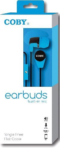 Coby CVE-104-BLU Stereo Earbuds with Microphone, Blue; Dynamic transducers deliver powerful, bass-driven sound; Hands-free communication for Smartphones; In-ear-canal design provides ambient noise isolation to improve listening experience; One touch answer button for easy and quick access; UPC 812180020897 (CVE104BLU CVE104-BLU CVE-104BLU CVE-104 CVE104BL)