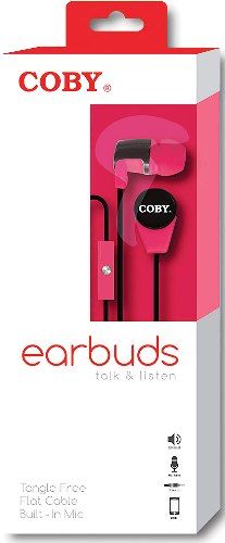Coby CVE-104-RED Stereo Earbuds with Microphone, Red; Dynamic transducers deliver powerful, bass-driven sound; Hands-free communication for Smartphones; In-ear-canal design provides ambient noise isolation to improve listening experience; One touch answer button for easy and quick access; UPC 812180020910 (CVE104RED CVE104-RED CVE-104RED CVE-104 CVE104RD)