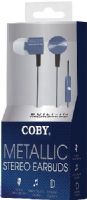 Coby CVE106BLU Metallic Stereo Earbuds, Blue; Metal housing for Better sound Response and Acoustic Performance; Soft silicone ear buds provide a super comfortable, noise reducing fit; Symphonized headphones are perfect for iPhones, iPods, iPads, mp3 players, CD players and more; Built in Microphone; One touch answer button; UPC 812180020996 (CVE-106BLU CVE-106-BLU CVE106-BLU CVE106) 