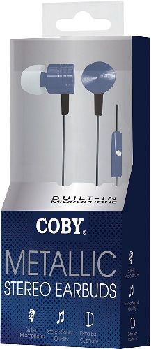 Coby CVE106BLU Metallic Stereo Earbuds, Blue; Metal housing for Better sound Response and Acoustic Performance; Soft silicone ear buds provide a super comfortable, noise reducing fit; Symphonized headphones are perfect for iPhones, iPods, iPads, mp3 players, CD players and more; Built in Microphone; One touch answer button; UPC 812180020996 (CVE-106BLU CVE-106-BLU CVE106-BLU CVE106)