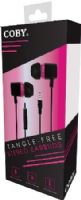 Coby CVE-107-PNK Tangle Free Metal Stereo Earbuds with Built-In Microphone, Pink; Premium Earbuds for the High Sound Quality with Super Bass; Soft inner earbuds provides a comfort fit to your ears, so that you can enjoy uninterrupted music on the go; One touch answer button; Metal Housing; Tangle free flat cable; UPC 812180021078 (CVE107PNK CVE107-PNK CVE-107PNK CVE-107 CVE107PK) 