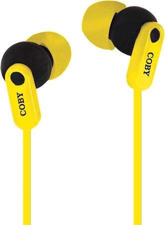 Coby CVE-108-YEL Tangle Free Splash Stereo Earbuds with Built-in Microphone, Yellow, Perfect way to listen to your favorite tunes along with having an outstanding hands-free talking experience on your device, Comfortable and ergonomically designed, One touch answer button, Tangle-free flat cable, 3.5mm connection, UPC 812180021030 (CVE108YEL CVE108-YEL CVE-108YEL CVE-108)