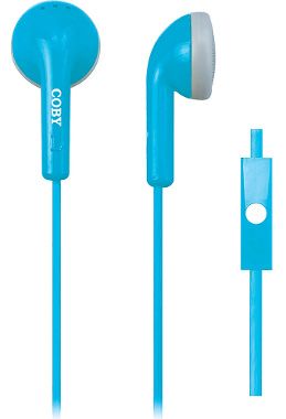 Coby CVE-109-BLU Tangle Free Stereo Earbuds, Blue, Comfortable in-ear design, Built-in microphone, One touch answer button, Tangle free flat cable; Designed for smartphones, tablets and media players; Weight 0.3 lbs, UPC 812180022211 (CVE-109-BLU CVE109BLU CVE109-BLU CVE-109BLU CVE 109BLU CVE109 BLU CVE-109-BL CVE109BL)