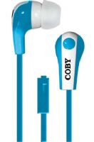 Coby CVE-113-BLU Tangle-Free Flat Cable Stereo Earbuds with Microphone, Blue; Advanced Audio; Tangle-free flat cable; Built-in microphone;One touch answer button; Extra ear cushions; Two-tone earbud; Designed for smartphones, tablets and media players; Dimensions 6" x 2" x 2"; Weight 0.3 lbs; UPC 812180027773 (CVE 113 BLU CVE 113BLU CVE113 BLU CVE-113BLU CVE113-BLU CVE113PK CVE113BLU CVE113BL) 