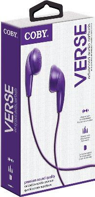 Coby CVE114-PRP Stereo Earbuds, Purple, Advanced audio, Ear cushions included, Light weight ear bud, Comfortable in-ear design, 4 Foot/1.2m long cable, UPC 812180027896 (CVE114PRP CVE-114-PRP CVE114 CVE 114-PRP) 