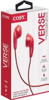 Coby CVE114-RED Stereo Earbuds, Red, Advanced audio, Ear cushions included, Light weight ear bud, Comfortable in-ear design, 4 Foot/1.2m long cable, UPC 812180027841 (CVE114RED CVE-114-RED CVE114 CVE 114-RED)  