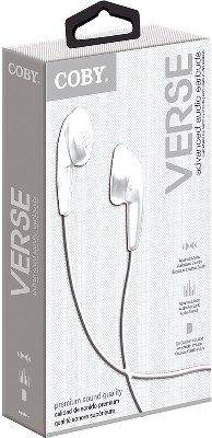 Coby CVE114-WHT Stereo Earbuds, White, Advanced audio, Ear cushions included, Light weight ear bud, Comfortable in-ear design, 4 Foot/1.2m long cable, UPC 812180027834 (CVE114WHT CVE-114-WHT CVE114 CVE 114-WHT) 