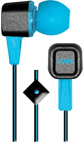 Coby CVE-117-BLU Edge Metal Stereo Earbuds with Built-in Microphone, Blue; Designed for smartphones, tablets and media players; Comfortable in-ear design; In-line microphone provides a convenient hands-free solution for your mobile phone so you can seamlessly transition between listening to music and talking on the phone; UPC 812180026660 (CVE117BLU CVE117-BLU CVE-117BLU CVE-117)