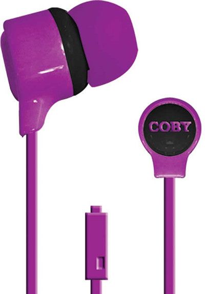 Coby CVE-120-PRP Tempo Stereo Earbuds with Built-in Microphone, Purple; Designed for smartphones, tablets and media players; Comfortable in-ear design; One touch answer button; Tangle-Free flat cable; Extra ear cushions; UPC 812180026806 (CVE 120 PRP CVE 120PRP CVE120 PRP CVE-120PRP CVE120-PRP CVE-120PU CVE120PU CVE120-PU)
