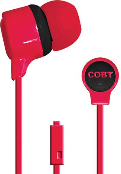 Coby CVE-120-RED Tempo Stereo Earbuds with Built-in Microphone, Red; Designed for smartphones, tablets and media players; Comfortable in-ear design; One touch answer button; Tangle-Free flat cable; Extra ear cushions; UPC 812180026530 (CVE 120 RED CVE 120RED CVE120 RED CVE-120RED CVE120-RED CVE-120RD CVE120-RD CVE120RD)