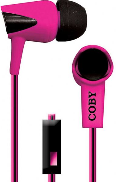 Coby CVE-122-PNK Roar Advanced Audio Earbuds with Built-in Microphone, Pink; Designed for smartphones, tablets and media players; Comfortable in-ear design; One touch answer button; Dyamic sound; Extra ear cushions; Tangle-free Two-tone flat cable; UPC 812180025878 (CVE 122 PNK CVE 122PNK CVE122 PNK CVE-122PNK CVE122-PNK CVE122PNK CVE-122PK CVE122PK)