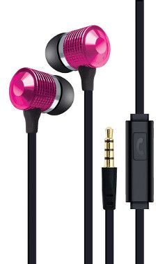 Coby CVE-126-PNK Pink Tangle Free Stereo Earbuds with Mic, Stereo sound quality, Built-in microphone and answer button, One touch answer button,  Tangle-free flat cable, Durable metal housing, 3.7