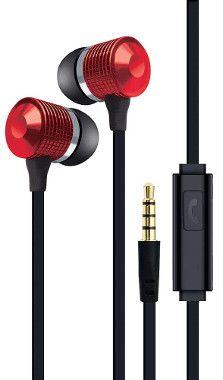 Coby CVE-126-RED Red Tangle Free Stereo Earbuds with Mic, Stereo sound quality, Built-in microphone and answer button, One touch answer button,  Tangle-free flat cable, Durable metal housing, Dimensions 3.7