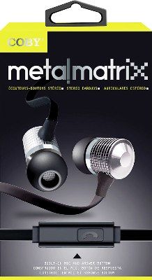 Coby CVE-126-SLV Metal Matrix Stereo Earbuds with Built-in Microphone, Silver; Designed for smartphones, tablets and media players; Stereo sound quality; One touch answer button; Tangle-free flat cable; Durable metal housing; UPC 812180025946 (CVE126SLV CVE126-SLV CVE-126SLV CVE-126)