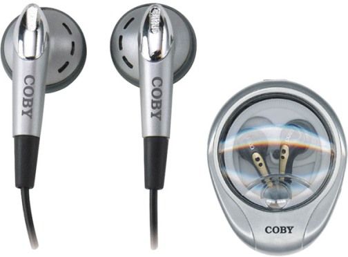 Coby CV-E20 Digital Stereo Earphones with Carrying Case, Lightweight, mini ear-bud design, Digital stereo sound, 3.5mm L-shape stereo plug, UPC 716829200209 (CVE20 CV E20)