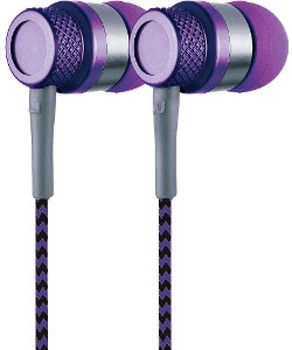 Coby CVE-200-PRP Jammerz Metal Stereo Earbuds, Purple; Designed for smartphones, tablets and media players; Frequency Response 20-20kHz; Sensitivity 92dB; Comfortable in-ear design; One Touch Answer Button; Tangle free fabric flat cable; 3.5mm (1/8
