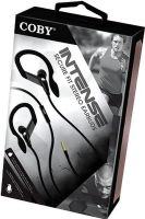 Coby CVE-406-BLK Intense Earbuds With Mic, Black, Built-in microphone, Secure Fit, Tangle free flat cable, Sweat resistant, Superior audio performance, Comfortable fit, UPC 812180025441 (CVE 406 BLK CVE 406BLK CVE406 BLK CVE-406BLK CVE406-BLK CVE406BK CVE-406BK CVE406-BK) 