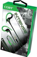 Coby CVE-407-GR Intense Earbuds w/Mic, Green, Built-in microphone, Secure Fit, Tangle free flat cable, Sweat resistant, Superior audio performance, Comfortable fit, Weight 0.3 lbs, UPC 812180025526 (CVE 407 GR CVE 407GR CVE407 GR CVE-407GR CVE407-GR CVE407GR) 