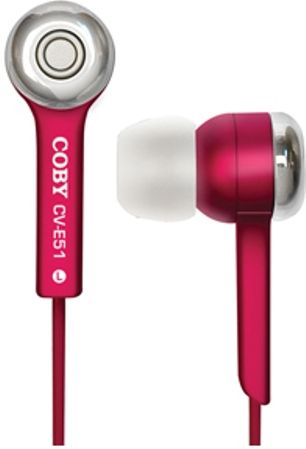 Coby CVE52RED Isolation Stereo Earphones, Red, In-ear isolation design blocks background noise, High-performance 9mm neodymium drivers for deep bass sound, 3.5mm L-shape stereo plug, Sound-isolating earbud design for maximum comfort, Blister Packaging, UPC Code 716829225288 (CVE52-RED CVE52 RED CV-E52 CVE-52)