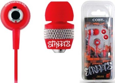 Coby CVE55RED Jammerz Sports X Over-the-Ear Stereo Earphones, Red, 3mW/5mW Rated Max Input Power, In-ear isolation design delivers pure digital audio, High performance 10mm neodymium dynamic drivers for deep bass sound, Super range deep pounding bass and crisp treble highs, Sensitvity 112dB, Impedance 32 Ohms, UPC 716829225523 (CVE55-RED CVE55 RED CV-E55 CVE-55)