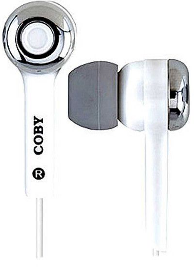 Coby CVE91WHT Isolation Stereo Earphones with Volume Control, White, In-ear isolation design blocks background noise, High-performance 9mm neodymium drivers for deep bass sound, In-line volume control, 3.5mm L-shape stereo plug, Super lightweight design, Blister packaging, Dimensions 1.26