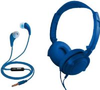 Coby CVH807-BLU Set of Headphones and Earbuds, Blue, Over-the ear headphones with adjustable headband and swivel ear cups, Headphones fold flat for easy storage, Earbuds with in-line mic for hands-free calling and include a carry case, Sound isolating, UPC 812180022891 (CVH807BLU CVH-807 CVH-807-BLU CVH-807BLU)  