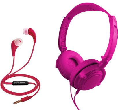 Coby CVH-807-PK Pink 2 in 1 Headphones and Earbuds Combo, Comfortable Design, Folding and Swivel Design, Flexible Ear Cushions, Sound Isolating, Built-In Microphone on Ear buds design, Excellent sound quality and microphone in a portable and lightweight headphone; The earbuds are made with ambient noise reduction technology to minimize outside noise, allowing for rich, crystal clear sound and bass; UPC 812180022907 (CVH807PK CVH807-PK CVH-807PK CVH 807PK CVH807 PK CVH 807 PK)