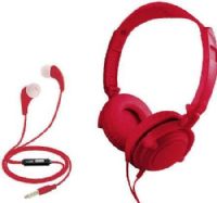 Coby CVH807-RED Set of Headphones and Earbuds, Red, Over-the ear headphones with adjustable headband and swivel ear cups, Headphones fold flat for easy storage, Earbuds with in-line mic for hands-free calling and include a carry case, Sound isolating, UPC 812180022914 (CVH807RED CVH807 RED CVH-807-RED CVH 807-RED)  