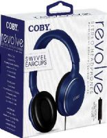 Coby CVH-808-BLU Revolve Folding Stereo Headphones with In-Line Microphone, Blue; Designed for smartphones, tablets and media players; Frequency Response 20-20k Hz; Sensitivity 105dB/W; Impedance 32 Ohms; 40mm Drivers; Adjustable headband; Comfortable ear cushions; Lightweight design; Stereo sound quality; One sided cable; 3.5mm (1/8") Stereo Mini Plug; UPC 812180023485 (CVH808BLU CVH808-BLU CVH-808BLU CVH-808) 
