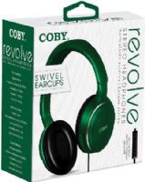 Coby CVH-808-GRN Revolve Folding Stereo Headphones with In-Line Microphone, Green; Designed for smartphones, tablets and media players; Frequency Response 20-20k Hz; Sensitivity 105dB/W; Impedance 32 Ohms; 40mm Drivers; Adjustable headband; Comfortable ear cushions; Lightweight design; Stereo sound quality; One sided cable; 3.5mm (1/8") Stereo Mini Plug; UPC 812180023492 (CVH808GRN CVH808-GRN CVH-808GRN CVH-808) 