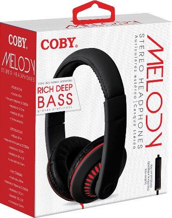 Coby CVH-811-RED Melody Stereo Headphones with Built-in Microphone, Red; Designed for smartphones, tablets and media players; Comfortable design; Adjustable headband; Comfortable ear cushions; Rich deep bass; Lightweight design; Stereo sound quality; One sided cable; 32mm power drives clear sound; Dimensions 6.3 x 2.8 x 5.5 inches; UPC 812180026202 (CVH811RED CVH811-RED CVH-811RED CVH-811 CVH811RD)