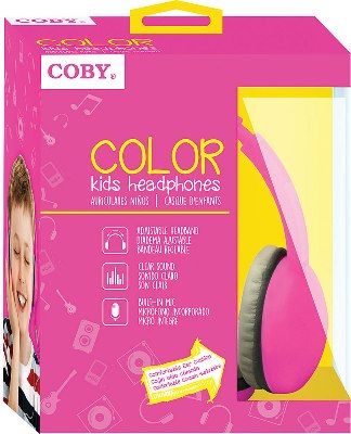Coby CVH-821-PNK Color Kids Headphones, Pink, Comfortable Ear Cushion, Built-in Microphone, One Touch Answer Button, Sound Isolating, Clear Sound, Adjustable Headband, UPC 812180029340 (CVH821PNK CVH821-PNK CVH-821PNK CVH-821)
