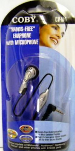 Coby CV-M4 Hands-Free Earphone with Microphone, Perfect for your 900MHz telephone or cell phones (CVM4 CV M4 CV-M4 CBY-CVM4)